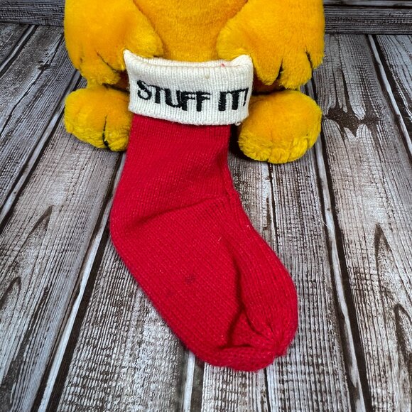 VINTAGE Garfield Christmas Plush Santa Hat 1981 Stuffed Animal Stuff It Stocking - Picture 3 of 11